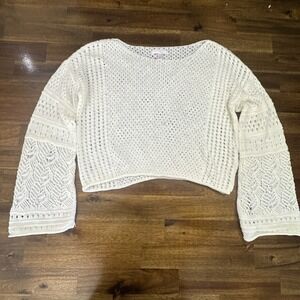 Lauren Conrad Women's Small Sweater Boxy Crop Top Knit Top Bell Sleeve